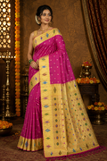 Diamond Gap Border Pure Handloom Paithani