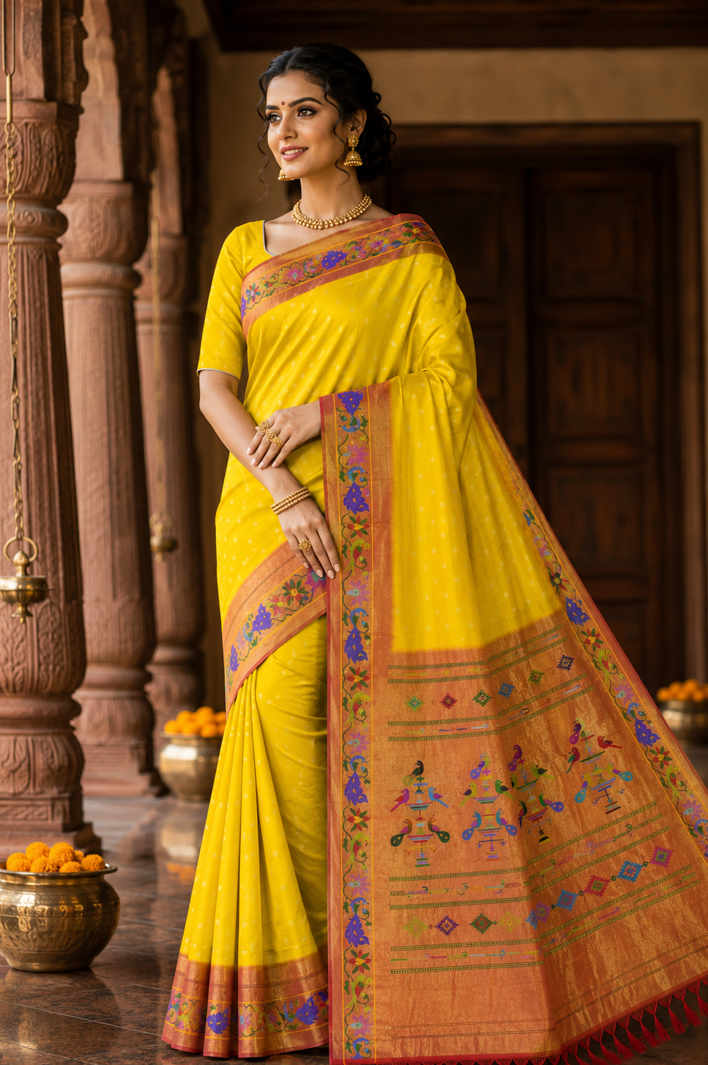 Small Turning Border Pure Handloom Paithani r