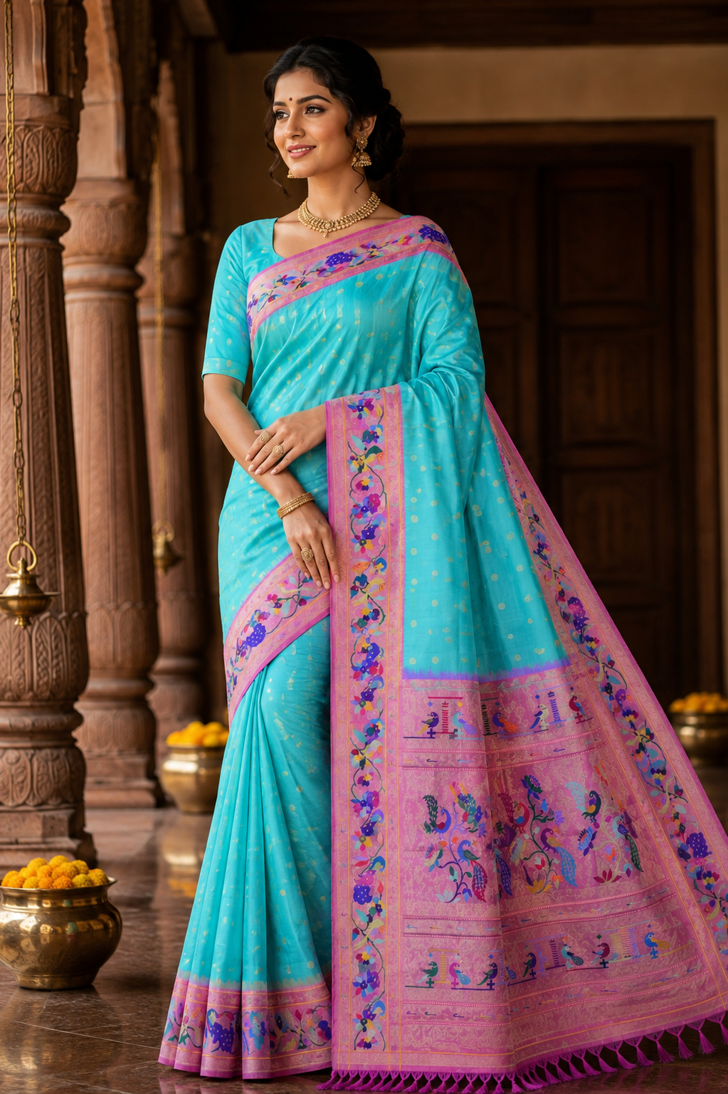 Big Turning Border Pure Handloom Paithani