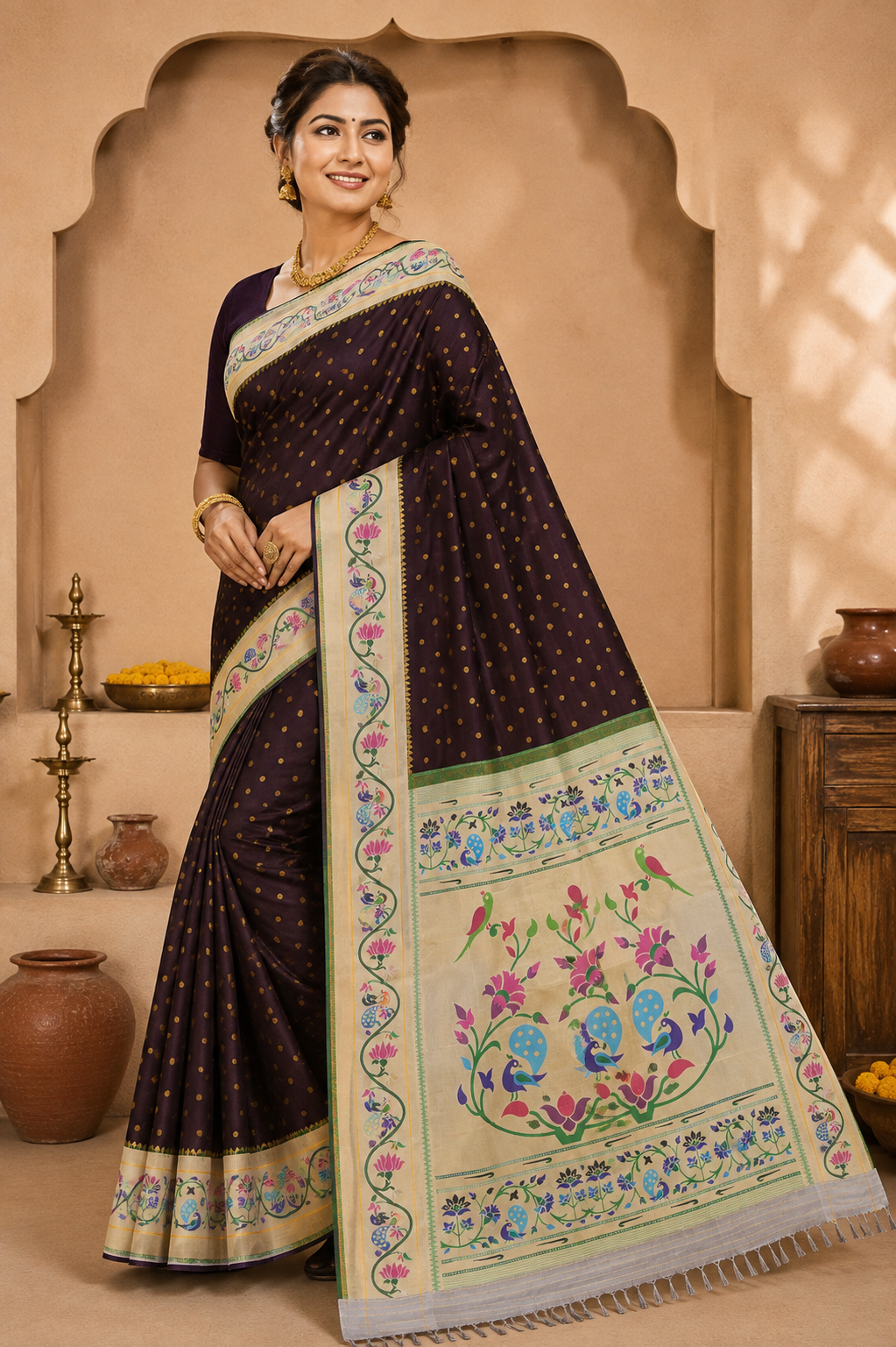 Pure Lotus Mor Paithani